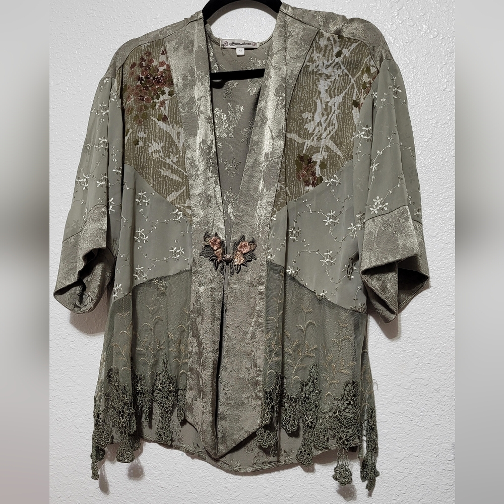 Chic Olive Embroidered Women's Blouse